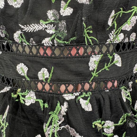 NEW Lulus Radiant Love Black Embroidered Skater Dress Fairy Babydoll Sz M - Picture 7 of 16